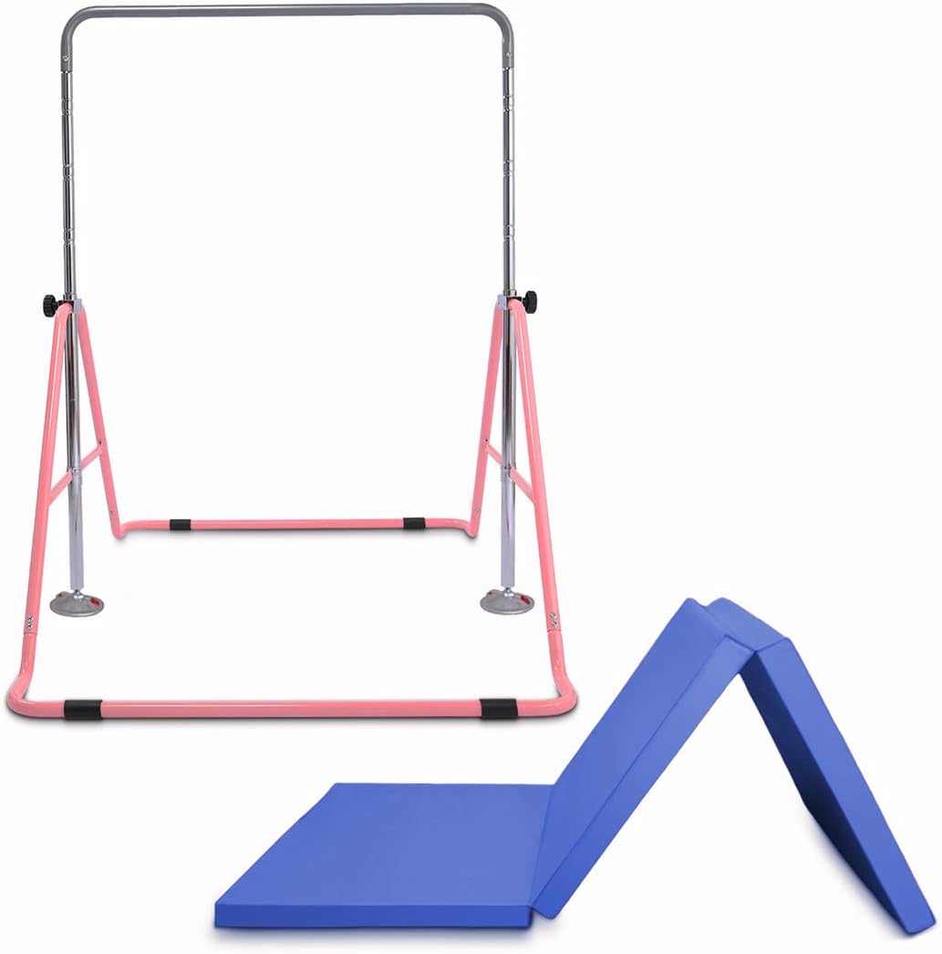 GT Sports Gymnastics Bars for Kids, Gymnastics Equipment for Home Folding Kip Trainning Bars with 4 Height Adjustable Gymnastics Bars for Girls, Boys Practice at Home