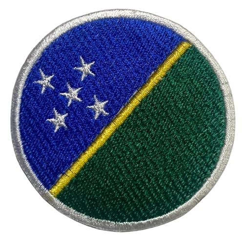 Aufnäher mit Salomonen-Flagge, r&, 6 cm, bestickt, zum Aufbügeln oder Aufnähen, taktisches Militär-Emblem für Jacken, Rucksäcke, Hüte, Westen & Kleidung, kreisförmige Nationalflagge