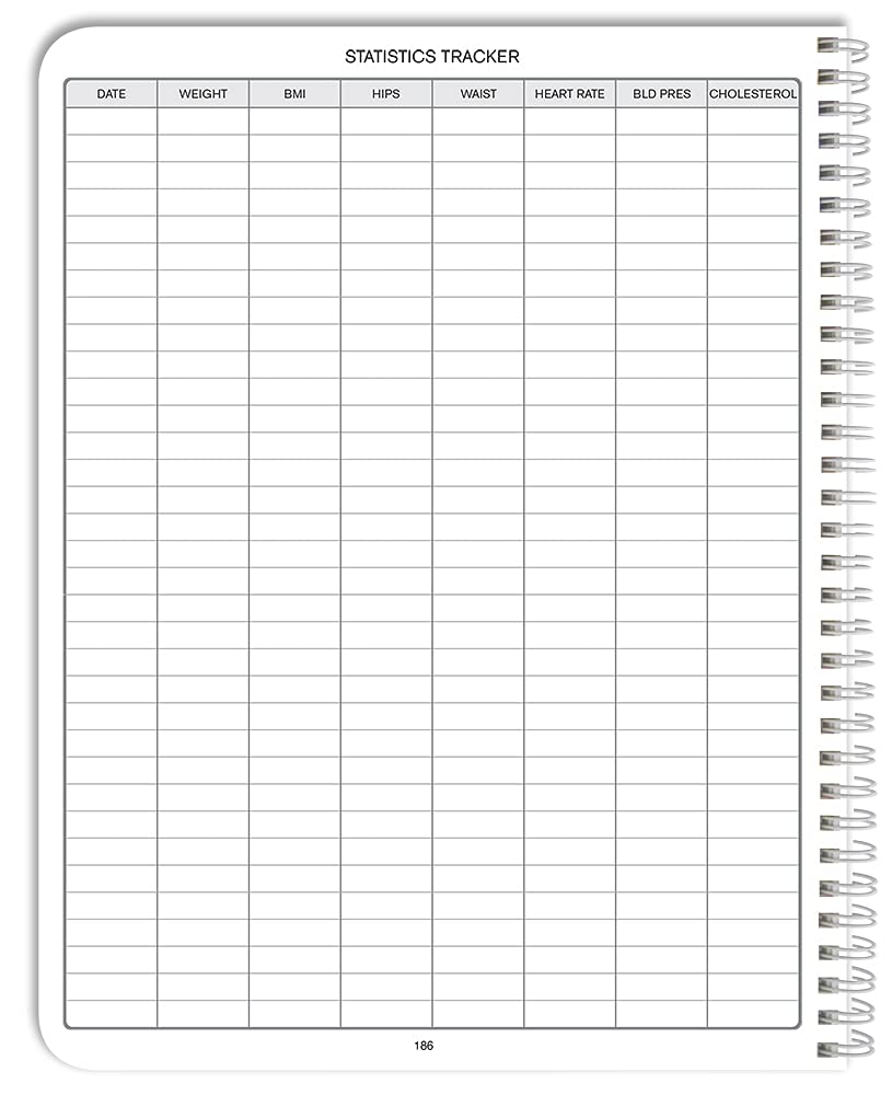 BookFactory Dziennik Żywności i Zdrowia/Dziennik Żywności/Dziennik Fitnessowy, 186 stron - 20 cm x 28 cm Trwała gruba półprzezroczysta okładka, wiązanie Wire-O (JOU-186-7CW-(FoodJournal))