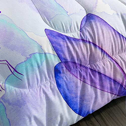 Bsntho Butterfly Comforter Set Tie Dye Comforter Blue Purple Butterfly Bedding Sets Queen For Kids Girls Teens Watercolor Women Bed Aesthetics Butterflies Quilt Duvet Set 2 Pillowcases Room Decor #TOP5