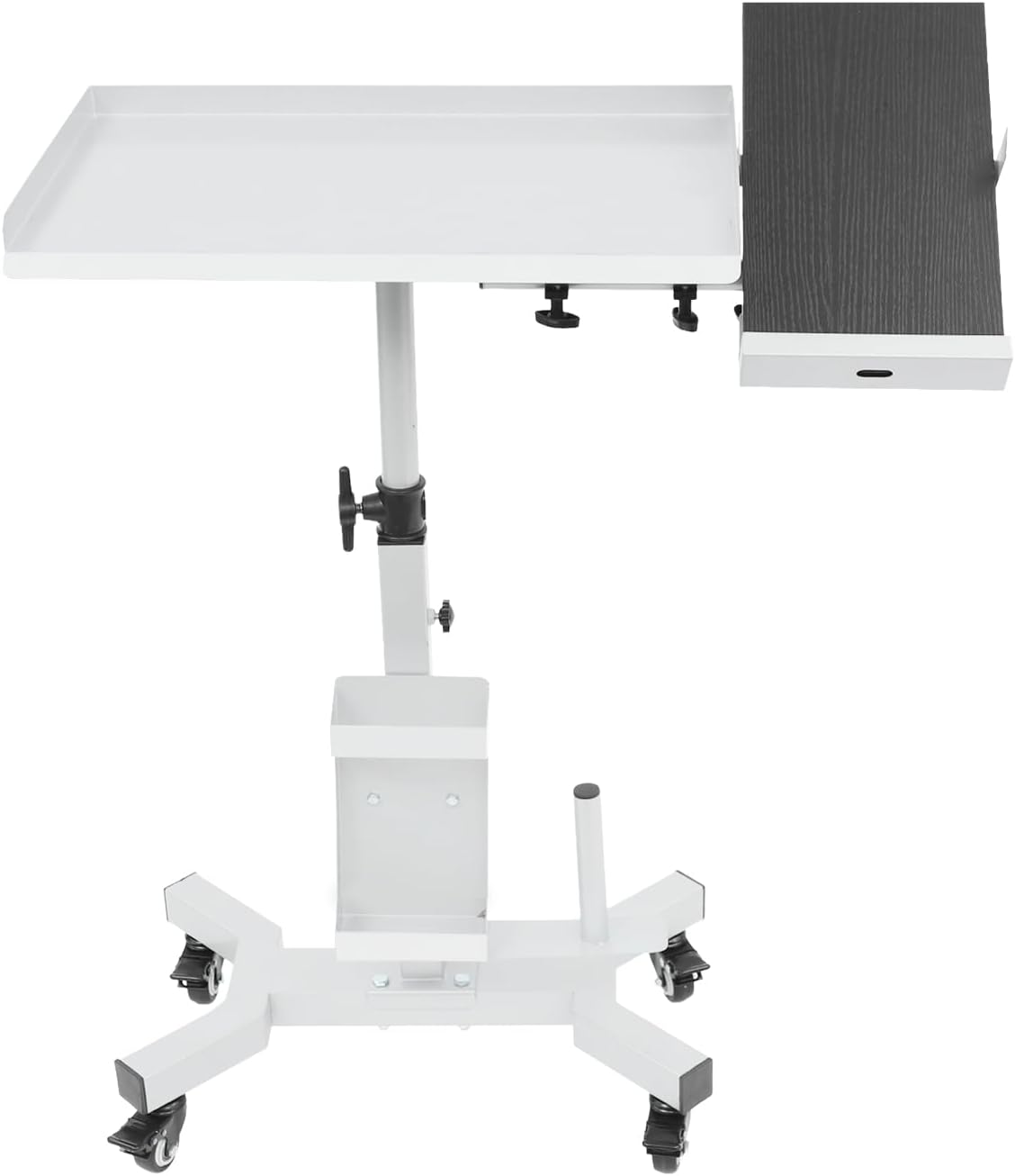 Salon Tray Tattoo Tray Cart on Wheels, Tattoo Table Station Adjustable Height Rolling Tool Tray with Storage Platform Tattoo Equipment for Salon Spa (Silver)
