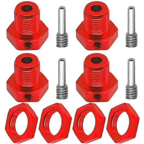 Share Goo Aluminum Wheel Hubs 17mm Hex Nuts Threadlock Compatible with Traxxas E-Revo E-Maxx Revo 3.3 Slayer Pro 4x4 Summit XO-1 1/10 Off-Road Climbing Car (Red)