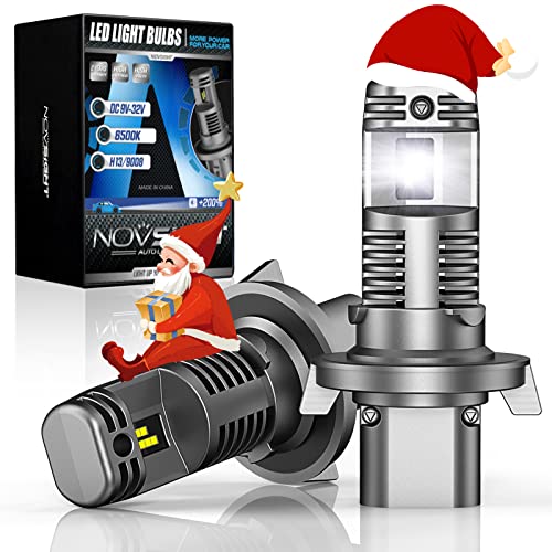 NOVSIGHT H13 9008 LED Headlight Bulbs, 10000 Lumens All-In-One LED High Low Beam Headlights Conversion Kit Fast Installation, Wireless Halogen Replacement, 6500K Bright White, Pack of 2