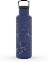 Vista 45 de Well Told Botella de agua aislada con mapa de Washington DC grabado, botella de acero inoxidable grabada (21 onzas, blanco) botella aislada de mapa