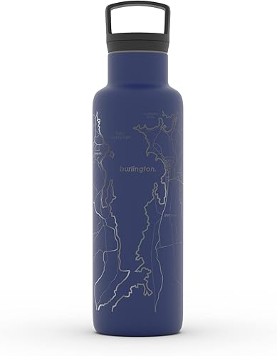 Miniatura 45 de Well Told Botella de agua aislada con mapa de Washington DC grabado, botella de acero inoxidable grabada (21 onzas, blanco) botella aislada de mapa