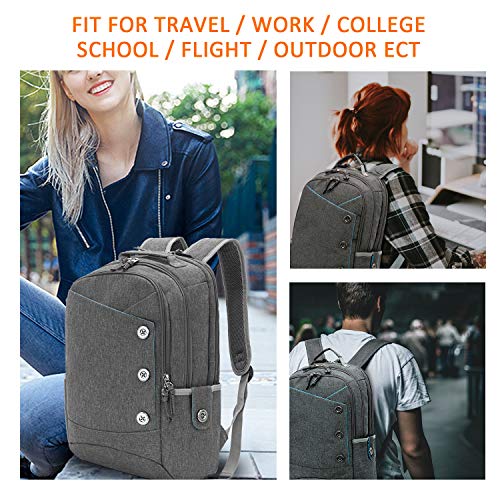 Kingslong Laptop Backpack For Women Men Fit 15.6 Inch Computer Bag Buttons Water Resistant Travel College School Bookbag Work Grey #TOP5