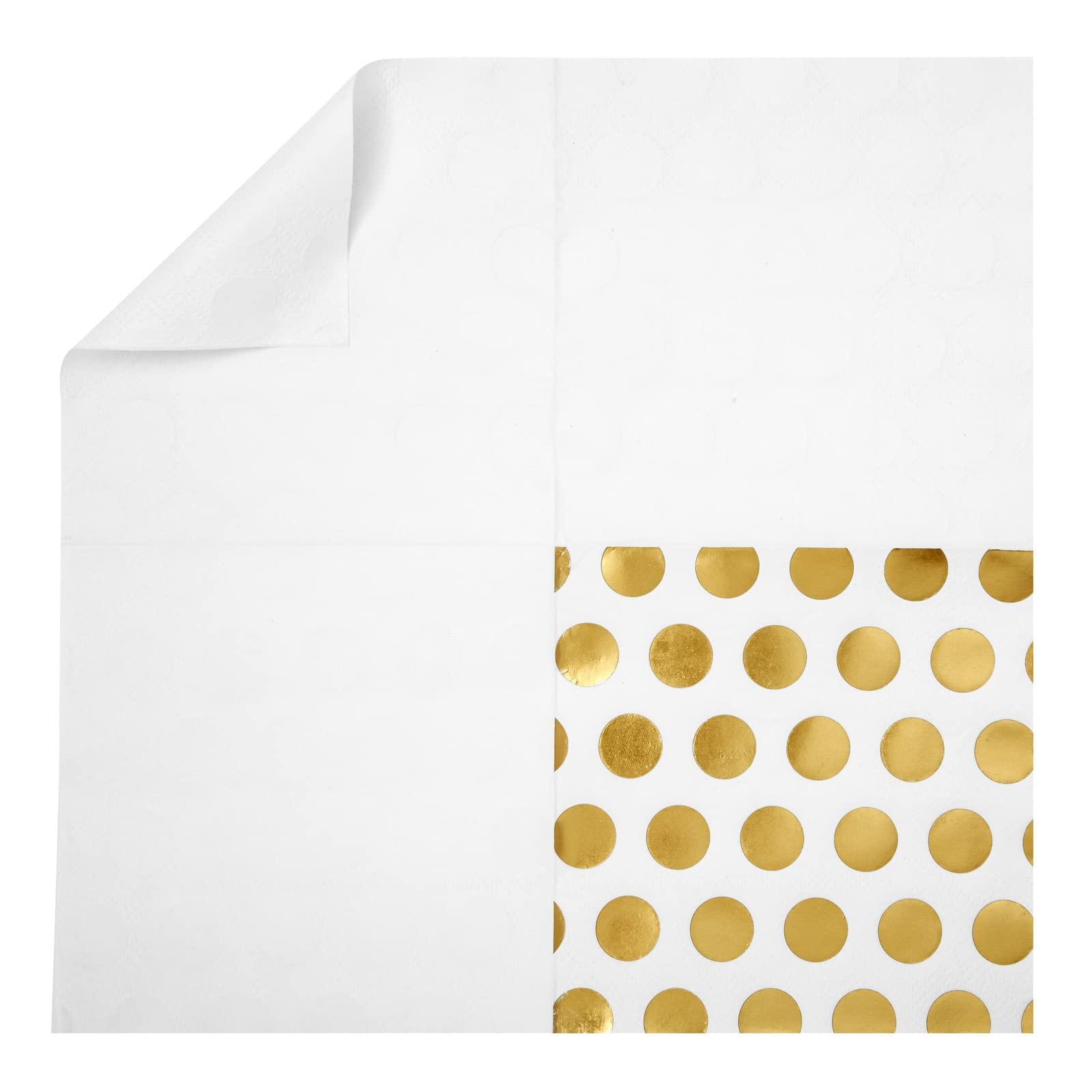 Confezione da 100 tovaglioli di carta a 3 veli, colore bianco e oro, usa e getta, per matrimoni, Natale, feste, 25 x 25 cm