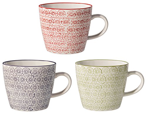 Bloomingville Tassen Isabella rot grün lila Keramik 3er Set