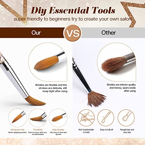 Modelones Kolinsky Acrylic Nail Brush, Nail Art Brushes For Acrylic Application, 100% Pure Kolinsky Sable Hair, Liquid Glitters Handle, Valentines Nail Art Brush (Size 8) #TOP3