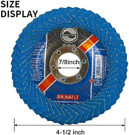 SI FANG 5Pcs 115mm High Density Curve Flap Discs for 4 1/2in Angle Grinder, Zirconia Radial Shape Round Flap Sanding Discs, Grinding Wheels for Metal, 60 Grit, High Performance Edge Grinding