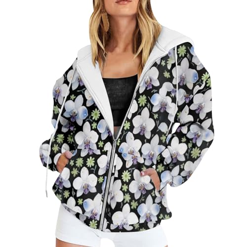 Sweat à capuche femme zippé avec imprimé graphique confortable