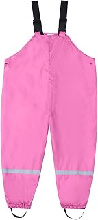 Macacão infantil para meninos e meninas com tecido duplo quente para chuva ao ar livre à prova de vento à prova d'água Mud macacão macacão roupa geral rosa choque