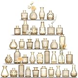 UPBUD Amber Glass Bud Vases Set of 36, Mini Flower Vase for Centerpieces, Small Gold Bud Vases in Bulk for Wedding Decorations, Vintage Vase for Table, Recepetion, Home Décor