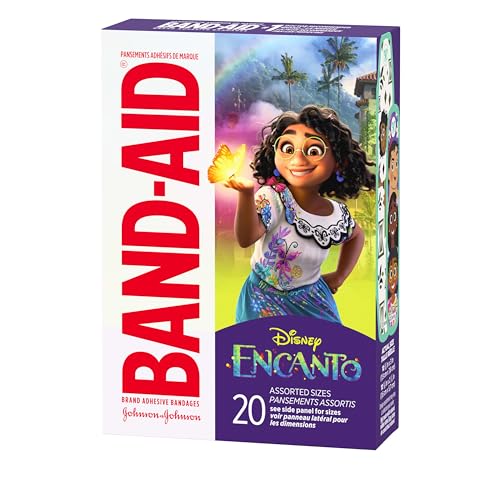 Image of Band-Aid Brand Adhesive Bandages for Minor Cuts & Scrapes, Wound Care Featuring Disney's Encanto Characters, Fun Bandages for Kids and Toddlers, Assorted Sizes, 20 Count (Pack of 2)