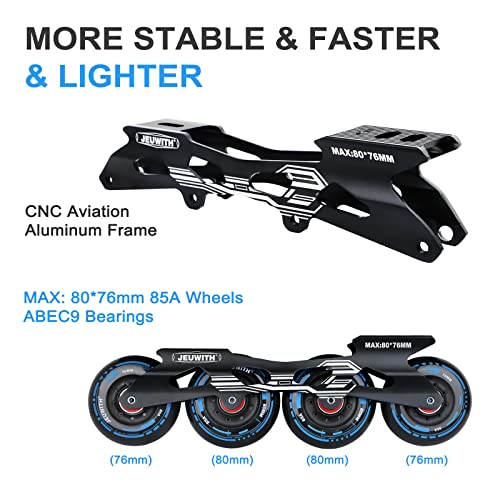 Image of Inline Skates for Women Men, Outdoor Street Blades Roller Adult Male Female, Professional Fitness Roller Skates Blades for Unisex (Black&Blue) Men7.5 /Women8.5 /27cm