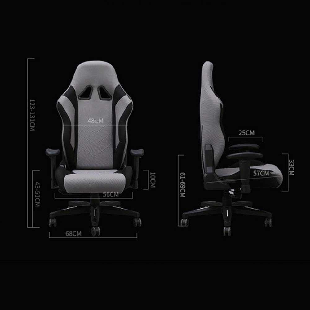 Massage Gaming Chair High Back Reclining Ergonomic Leather with Headrest and Lumbar Support Reclining Backrest Handrails and Seat Height Swivel Game Chair Gray mesh 48 inches