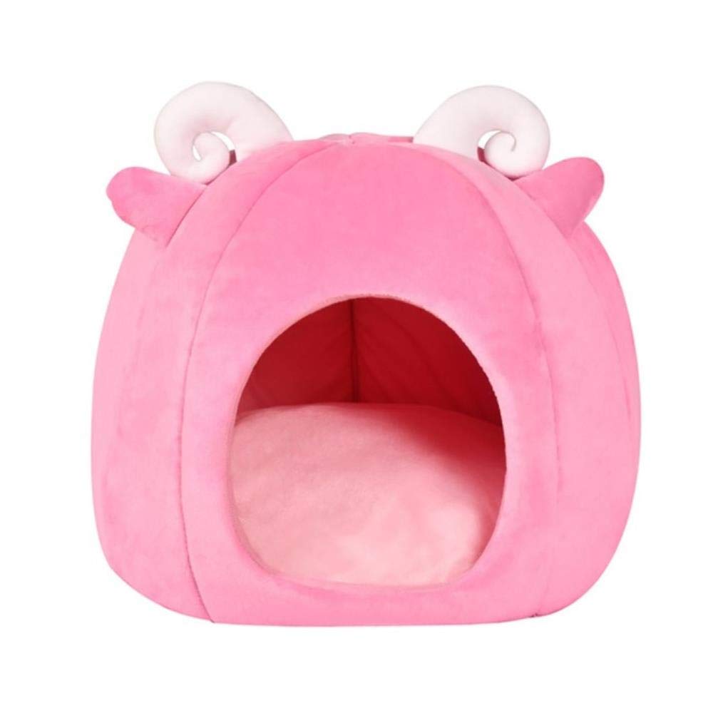 Niche pliable pour chien et chat rose taille M - Panier lit modulable et coussin doux