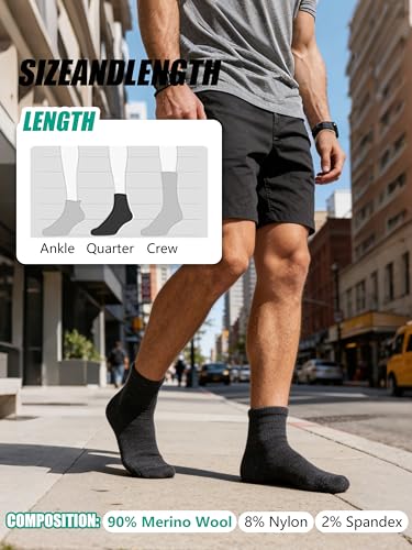 Image of Merino Wool Ankle Socks, Men's Women's 90% Wool Athletic Thin Running Moisture Wicking Socks, 3 Pairs