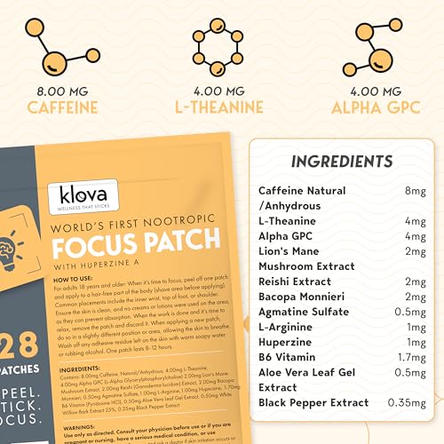 Image of Klova Wellness Patches | Ditch The Pills, Gummies & Tablets Patches are Highly Absorbable and Last Up to 8 Hours (Nootropic Focus Patch)