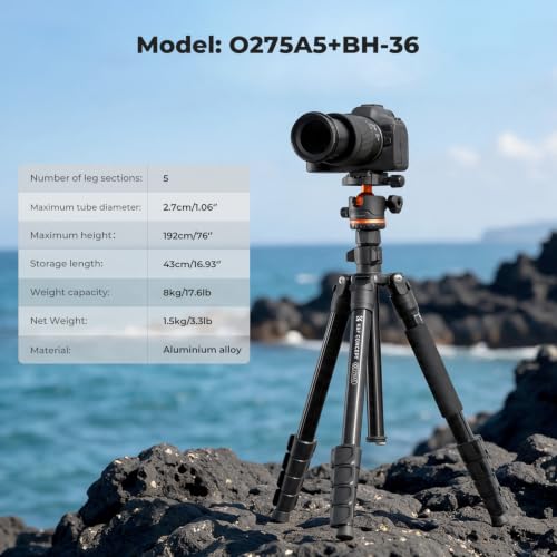K&F CONCEPT 76" Camera Tripod with Ball Head, Travel Tripod and Monopod - image 3