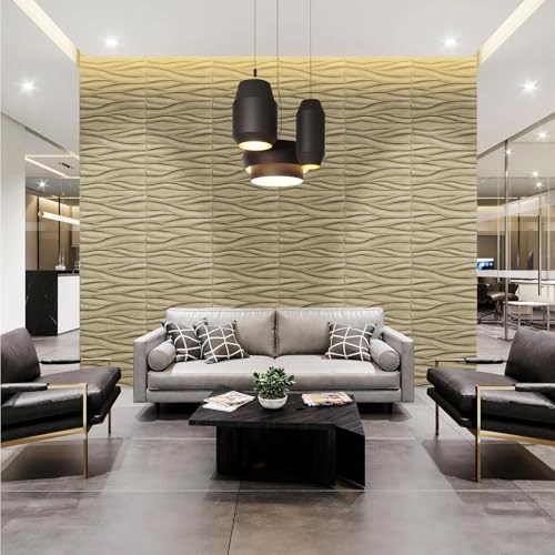 STICKGOO 3D Wall Panels for Interior Wall Decor, Wood 3D Textured Wall Decor Panels, Natural Oak Wave Design Accent Wall Panels for Living Room, Office by STICKGOO - Image 4