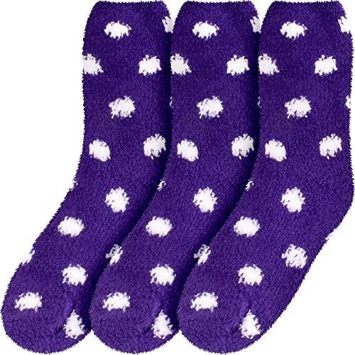 Image of BambooMN Women's Super Soft Fuzzy Socks, Polka Dot, Gradient, Snowflake, Featherlight Cuff - Assorted Colors