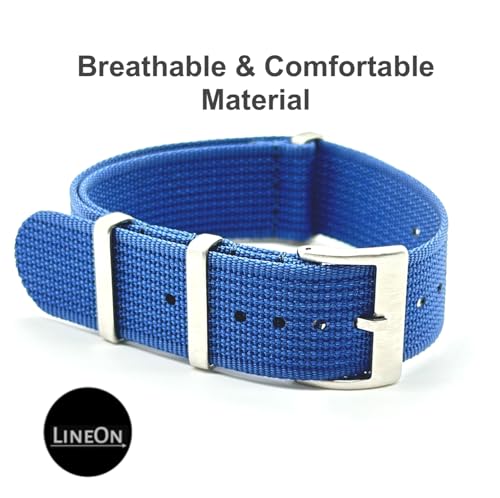 Image of Lineon 20mm & 22mm Stainless Steel 304 Buckle & loop Nylon Vintage Style NATO Watch Strap ONE WAY NATO Nylon STRAP Imported Quality With Pins and Pin Remover Tool (Include)