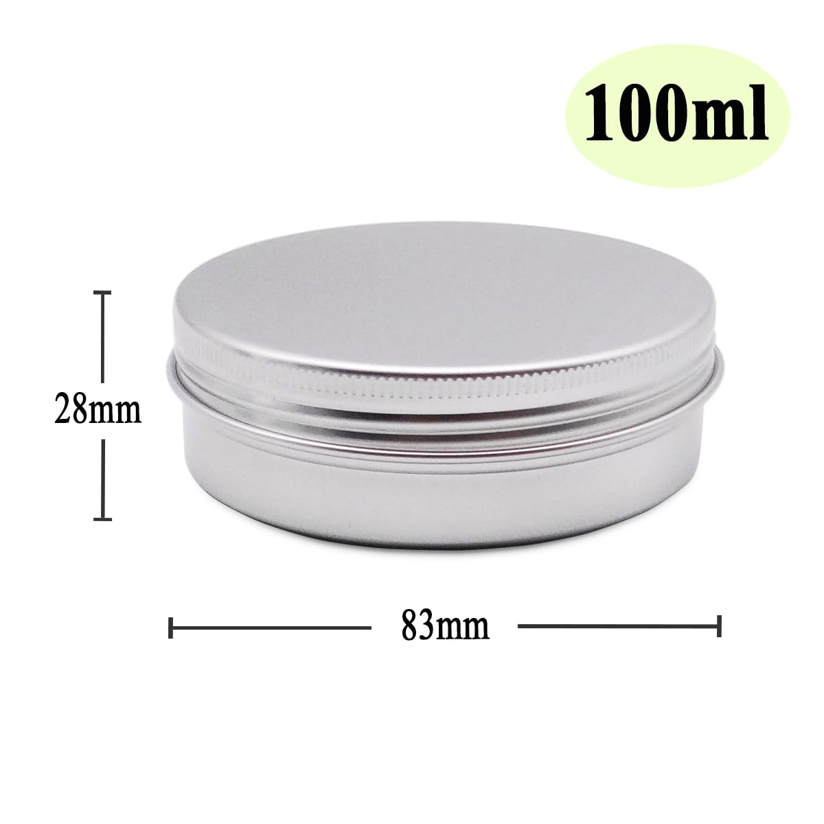 Confezione da 6 barattoli di latta in alluminio da 100 ml, contenitori vuoti da viaggio per campioni di cosmetici da viaggio con coperchio a vite, barattoli da viaggio da 100 g, per
