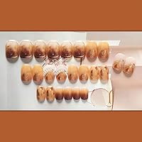 Vista 2 de Magrace Uñas postizas cortas a presión, cuadradas, ataúd, puntas francesas, uñas postizas con diseños, 24 unidades, uñas adhesivas para mujer