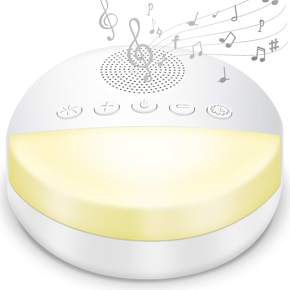White Noise Sleep Machine, Aparelho Ruido Branco, Sleep Machine Aparelho de Som Ruído Branco com 20 Sons Calmantes, Aparelho de Som, Luz Noturna, Timer com 3 Modos