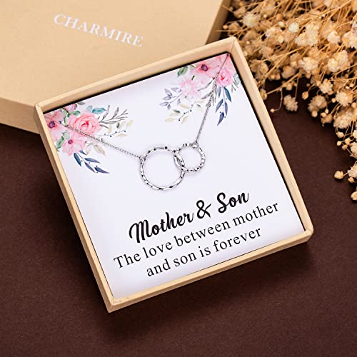 Mom Gifts From Daughter/Son, Gifts For Mom Sterling Silver Mother Daughter Necklace, Mother Son Gifts, Christmas Gifts For Mom From Daughter/Son (Mother&Son-Circles) #TOP3