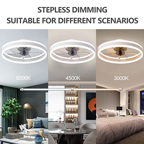 Ahawill Modern Ceiling Fan With Light,Mute Led Dimmable Ceiling Fans With Remote Control,6 Speeds Reversible 60W Contemporary Ceiling Fan For Bedroom,Study Room,Dining Room,Etc.(19.7" White) #TOP2