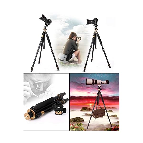 LLluckyHW Fotostativ Kamera Aluminum Reisestativ mit Einbeinstativ 360° Kamerastativ Stativ DSLR Aluminium mit… – Bild 4