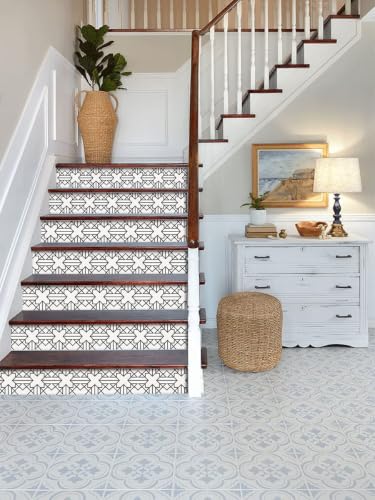 Image of Moroccan Tile Stickers | Waterproof Self Adhesive Peel & Stick Tile Decals for Kitchen Backsplash, Bathroom Wall, Floor, Furniture & Glass (6x6 Inch, Design 8, 40 Pic)