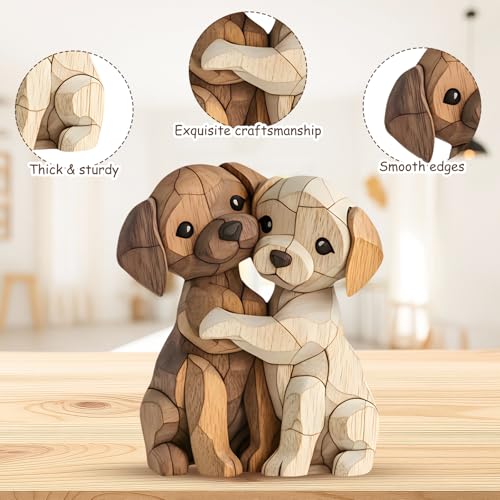 Rbleote Hunde Holz Deko 2D-Flache Schreibtischdekoration Gemütliche Deko Hund Für Büro Schreibtisch Bücherregal Badezimmer Wohnzimmerdeko Für Hundeliebhaber