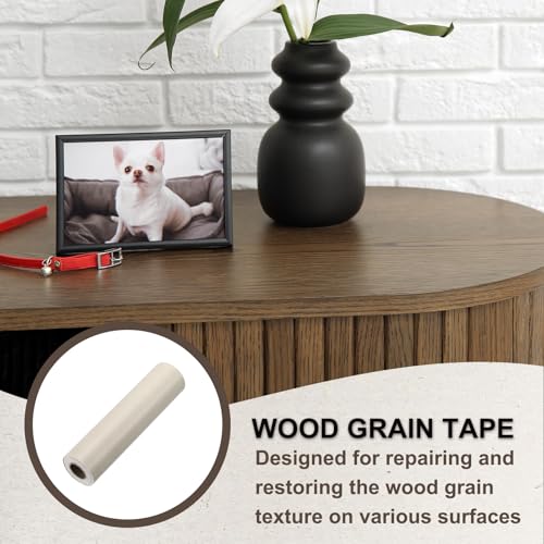 Image of PATIKIL Wood Grain Tape 4.7 inch x 32 ft, Self-Adhesive Wood Texture Repair Tape Realistic Wooden Effect Patch for Furniture Cabinets Floor Walls, White Oak