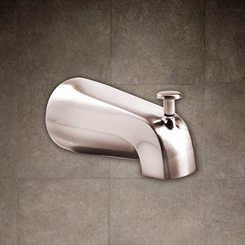 Sento Nickel Universal Bathroom Tub Spout With Diverter, Heavy Duty Durable Metal Bathtub Faucet With Shower Diverter - 4 Inches 1/2" Ips Inside Thread, Satin Nickel #TOP4