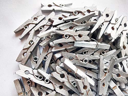 Mini Prendedor Pregador de Madeira Prata C/50 Unidades 25mm