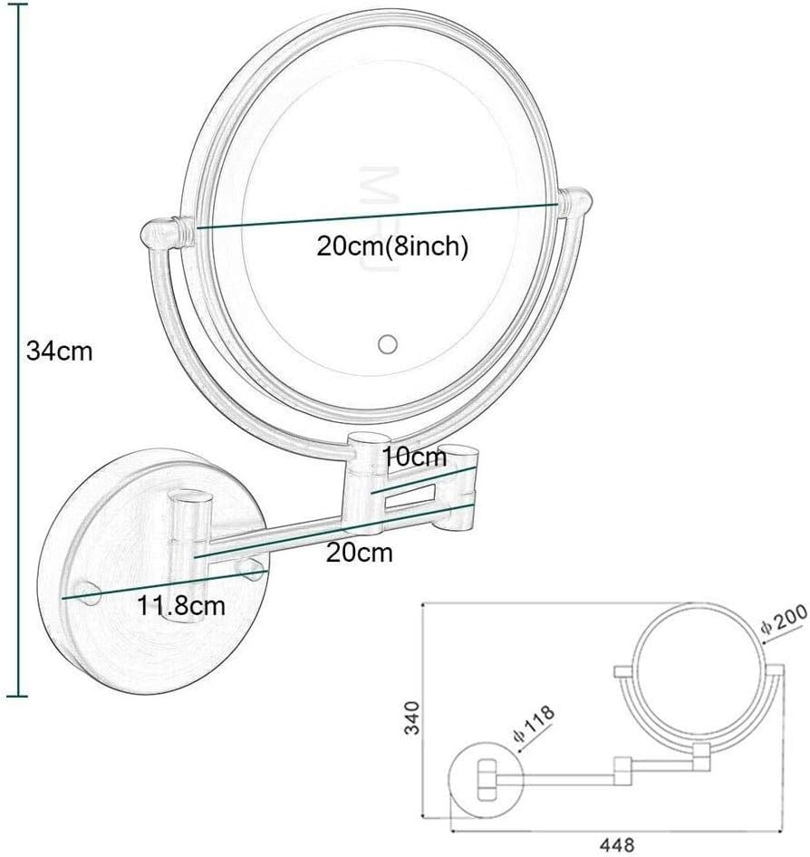 JvFbjLF Miroir De Salle De Bain Grossissant X3 - Fixation Murale Pivotant 360° - Pliable Et Télescopique