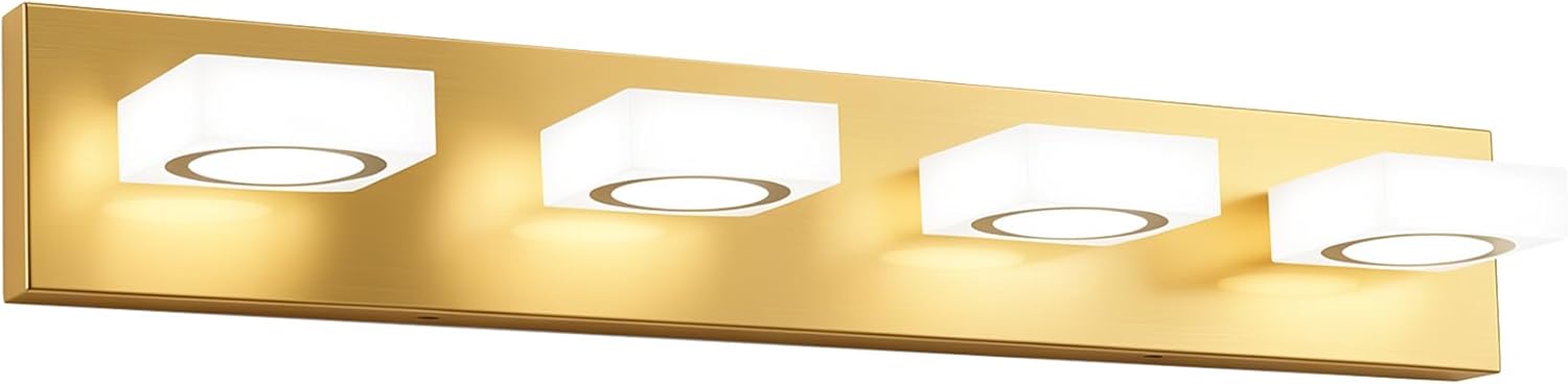 Bathroom Vanity Light, 4-Light 31 Inch Brushed Gold 5CCT 2700-6500K LED Bathroom Light Fixtures Over Mirror, Vanity Lighting Modern Bath Wall Sconce for Mirror Bedroom Living Room