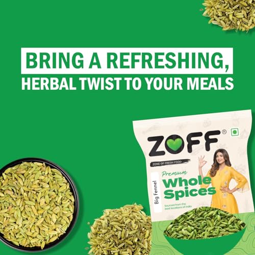 Image of ZOFF Big Fennel Whole - Saunf in Fresh - for Cooking, Digestion & Refreshing Beverages - Extra-Large, Aromatic, 100% Natural - 400g (Pack of 2)