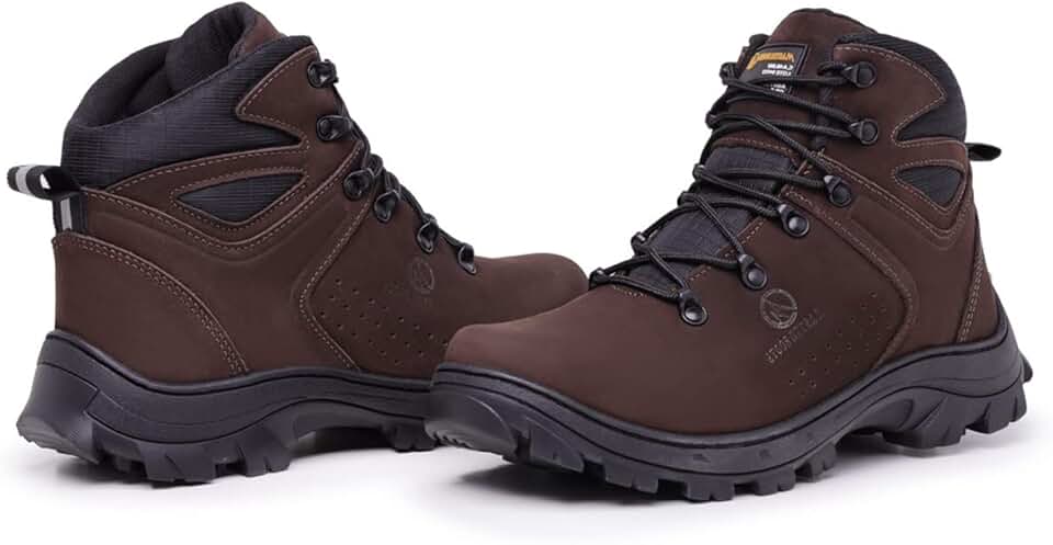 Bota de Trilha Coturno Adventure Arizona Couro Legítimo Blaqueado Palmilha de Gel