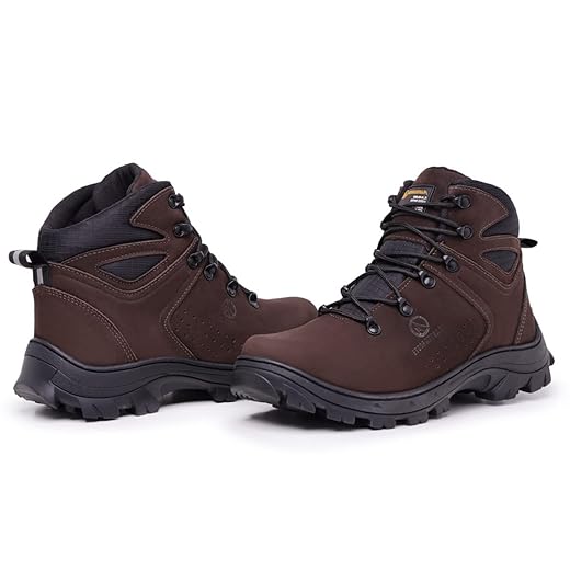 Bota de Trilha Coturno Adventure Arizona Couro Legítimo Blaqueado Palmilha de Gel