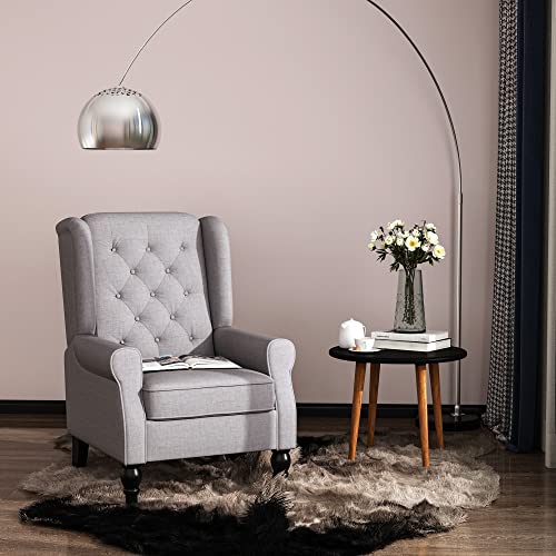 HOMCOM Button-Tufted Accent Chair with High Wingback, Rounded Cushioned Armrests