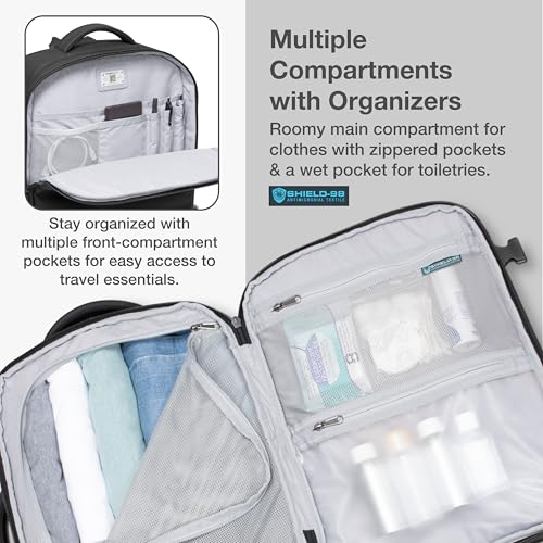 Image of Traveler's Choice Markham 27L Backpack, Expandable, Business, Travel, Work, Office, Camping, Hunting, Fishing, Black, Large