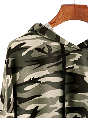 MakeMeChic Women's Long Sleeve Casual Printed Sweatshirt Crop Top Hoodies Camo S