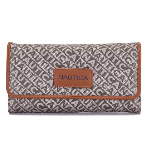 Image of Nautica Women's Perfect Carry-All Money Manager RFID Blocking Wallet Organizer, Brown