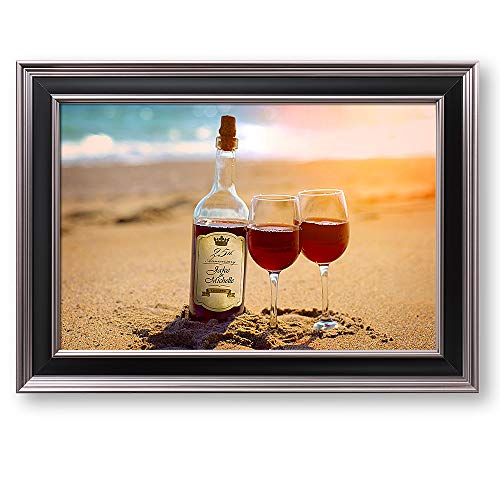 Taste Love Framed Arts Artwork with Couple's Names and Date on,Perfect Love Gift for Anniversary,Holidays.With Different Frame Styles Framed Size:21 5/8 x 15 1/2 inches