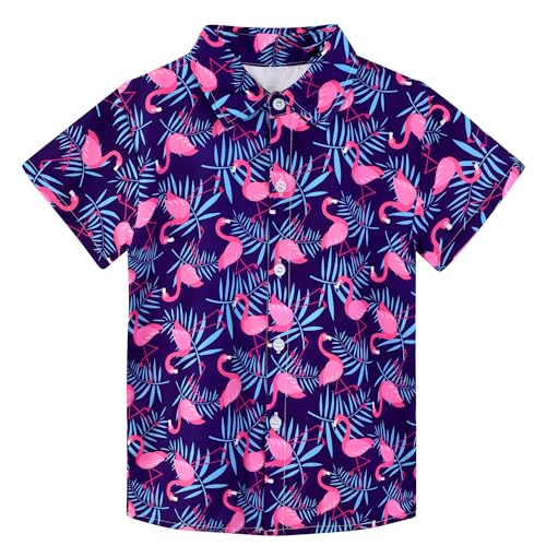 Image of XiaoMoSha Hawaiian Shirts for Boys Button Down Shirt Short Sleeve Shirts Girls Hawaiian Shirt Summer Beach Tops for Kids