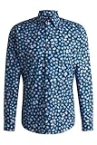 Regular Fit BOSS Herren H-JOE-C1-214 Regular-Fit Hemd aus elastischer Baumwoll-Popeline mit Blumen-Print Dunkelblau 42
